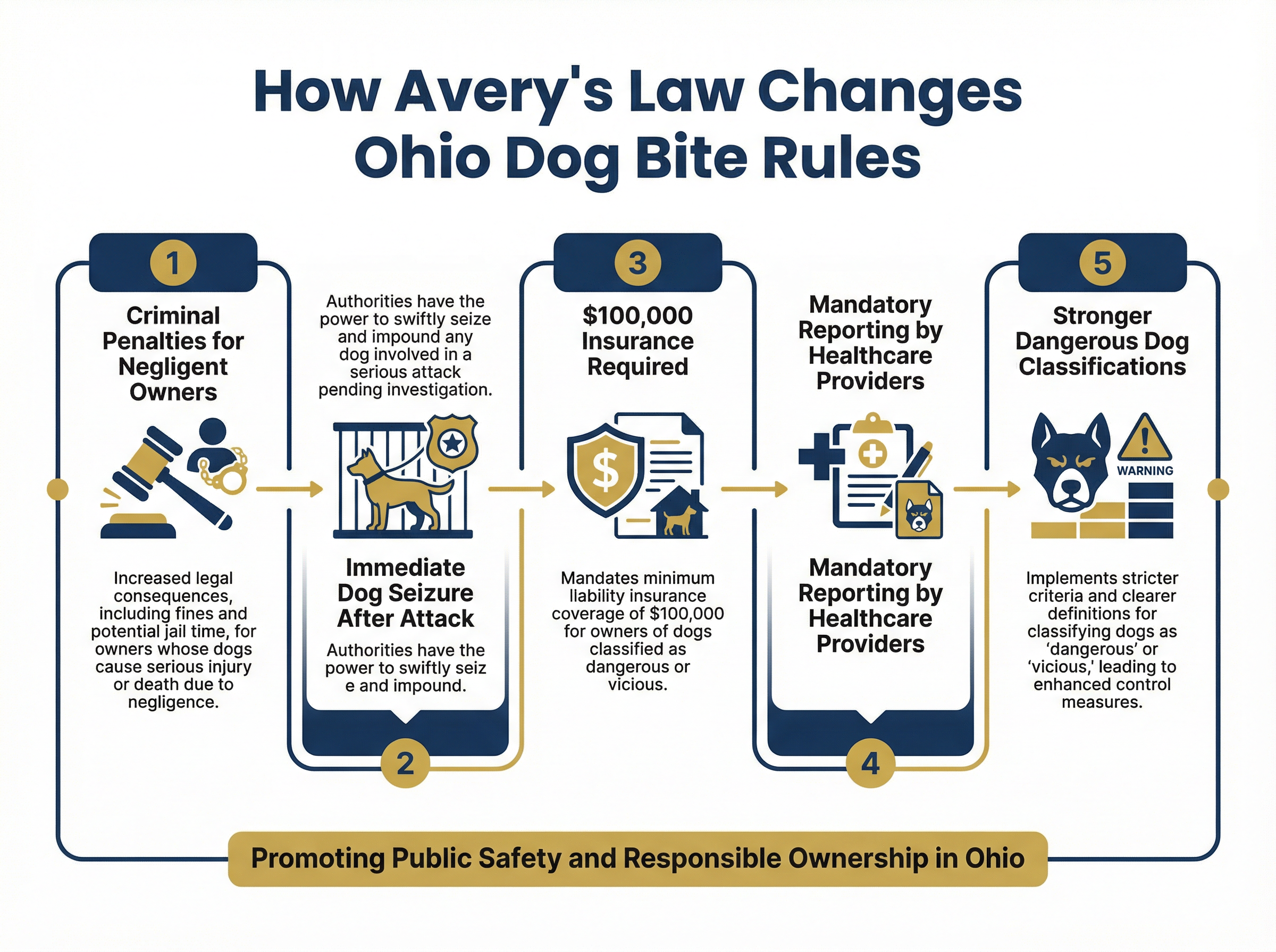 Infographic showing the 6 key changes under Ohio Avery's Law for Berea residents