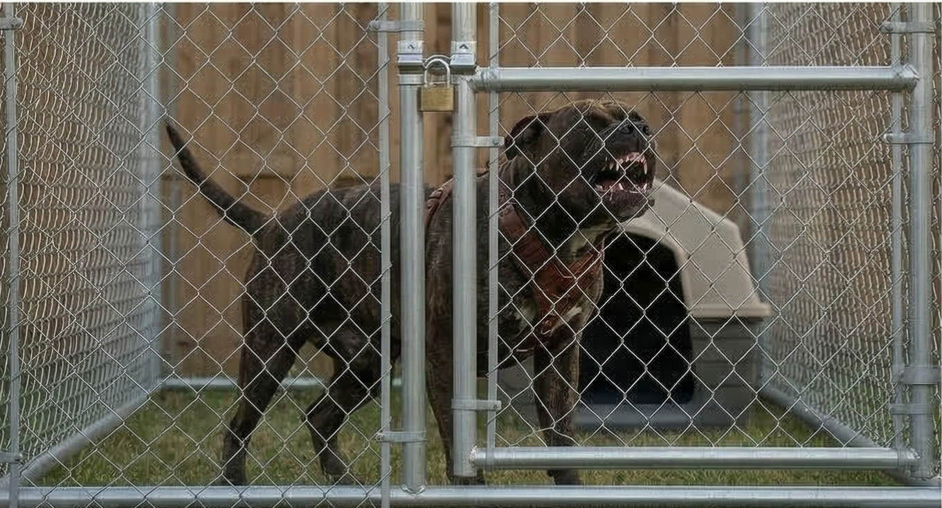 Close-up of American Bully XL showing teeth — dangerous dog breed subject to Ohio's Avery's Law